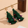 IngeSight.Z Green Christmas Tree Long Tassel Earrings For Women Christmas Party Snowflake Peal DropEarrings Festival Jewelry