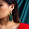 IngeSight.Z Green Christmas Tree Long Tassel Earrings For Women Christmas Party Snowflake Peal DropEarrings Festival Jewelry