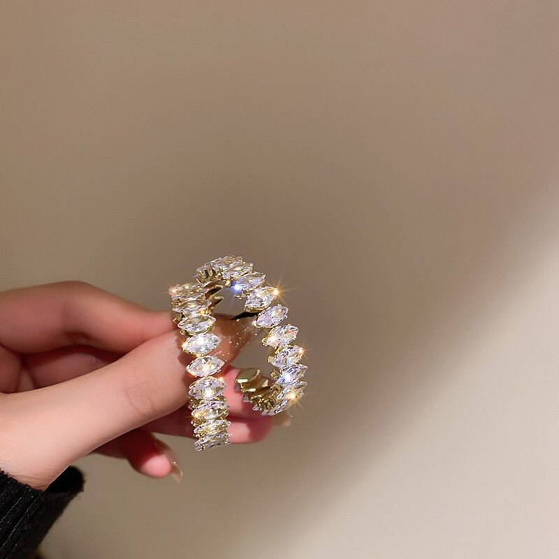 IngeSight.Z Green/White Color Shiny Rhinestones Geometric Hoop Earrings for Women Statement Crystal Piercing Earrings Jewelry
