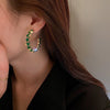IngeSight.Z Green/White Color Shiny Rhinestones Geometric Hoop Earrings for Women Statement Crystal Piercing Earrings Jewelry