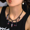 IngeSight.Z Halloween Blood Knife Pendant Necklace for Women Gothic Dark Cosplay Choker Necklaces Punk Metal Link Chain Jewelry