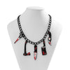 IngeSight.Z Halloween Blood Knife Pendant Necklace for Women Gothic Dark Cosplay Choker Necklaces Punk Metal Link Chain Jewelry