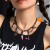 IngeSight.Z Halloween Blood Knife Pendant Necklace for Women Gothic Dark Cosplay Choker Necklaces Punk Metal Link Chain Jewelry