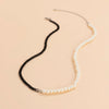 IngeSight.Z Imitation Pearl Chain Choker Necklaces Asymmetrical Black Color Link Chain Collar Necklaces Women Men Neck Jewelry
