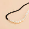 IngeSight.Z Imitation Pearl Chain Choker Necklaces Asymmetrical Black Color Link Chain Collar Necklaces Women Men Neck Jewelry