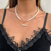 IngeSight.Z Imitation Pearl Chain Choker Necklaces Rhinestones Initial Letter B Pendant Necklaces Set for Women Neck Jewelry