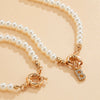 IngeSight.Z Imitation Pearl Chain Choker Necklaces Rhinestones Initial Letter B Pendant Necklaces Set for Women Neck Jewelry