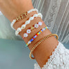IngeSight.Z Imitation Pearl Chain Natural Shell Conch Bracelets Bangles Acrylic Letter Beaded Bracelets Female Wrist Jewelry