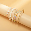 IngeSight.Z Imitation Pearl Chain Natural Shell Conch Bracelets Bangles Acrylic Letter Beaded Bracelets Female Wrist Jewelry