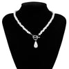 IngeSight.Z Imitation Pearl Toggle Clasp Lasso Choker Necklace Gold Color Beaded Chain Short Clavicle Necklace for Women Jewelry