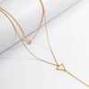 IngeSight.Z Innovation Double Pendant Hollow Out Triangle and Baguette Long Necklaces for Women Simple Geometric Crystal Chain