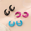 IngeSight.Z  Korean Candy Color C Shape Round Hoop Earrings for Women Simple Multi-layer Big Circle Earrings Piercing Jewelry