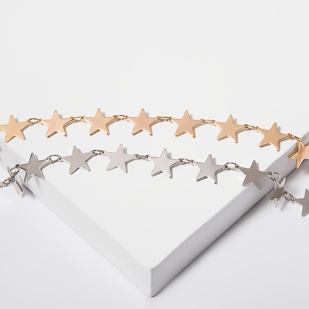 IngeSight.Z Korean Cute Copper Star Choker Necklace Collar for Women Statement Simple Minimalist Clavicle Chain Necklace Jewelry
