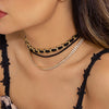 IngeSight.Z Korean Double Row Claw Chain Rhinestone Choker Necklace Set for Women Gothic Black Velvet Clavicle Collar Halloween