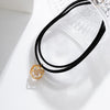 IngeSight.Z Korean Double layer Black Flannel Choker Necklace for Women Elegant White Crystal Pendant Necklace Charm Collier