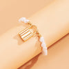 IngeSight.Z Korean Elegant Baroque Imitation Pearl Bracelets Bangles Charm Lock Padlock Pendant Bracelet for Women Wrist Jewelry