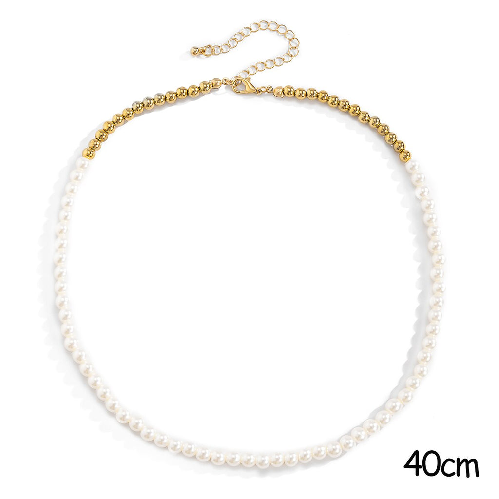 IngeSight.Z Korean Elegant Imitation Pearl Choker Necklace Collar Simple Minimalist Clavicle Chain Necklaces for Women Jewelry