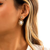 IngeSight.Z Korean Elegant Imitation Pearl Dangle Drop Earrings for Women Geometric Hollow Out Hanging Earrings Jewelry Brincos
