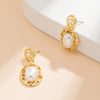 IngeSight.Z Korean Elegant Imitation Pearl Dangle Drop Earrings for Women Geometric Hollow Out Hanging Earrings Jewelry Brincos