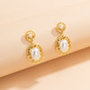 IngeSight.Z Korean Elegant Imitation Pearl Dangle Drop Earrings for Women Geometric Hollow Out Hanging Earrings Jewelry Brincos