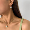 IngeSight.Z Korean Elegant Rainbow Love Heart Pendant Necklaces Earrings Set Women Gold Color Choker Small Hoop Earrings Jewelry