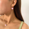 IngeSight.Z Korean Elegant Rainbow Love Heart Pendant Necklaces Earrings Set Women Gold Color Choker Small Hoop Earrings Jewelry