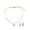 IngeSight.Z Korean Elegant Rainbow Love Heart Pendant Necklaces Earrings Set Women Gold Color Choker Small Hoop Earrings Jewelry