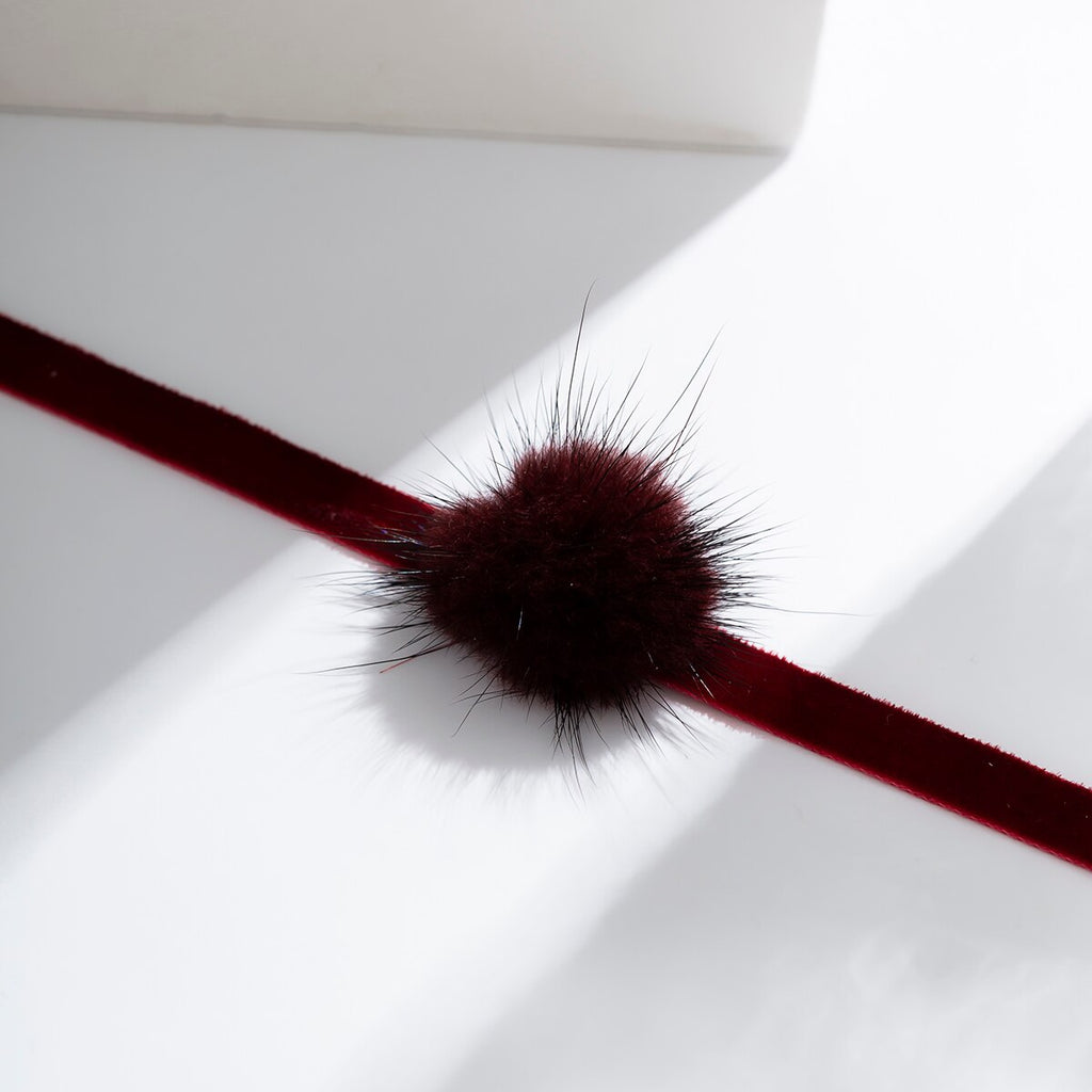 IngeSight.Z Korean Plush Ball Velvet Choker Necklace for Women Gothic 3 Color Soft Lace Collar Necklaces Winter Jewelry