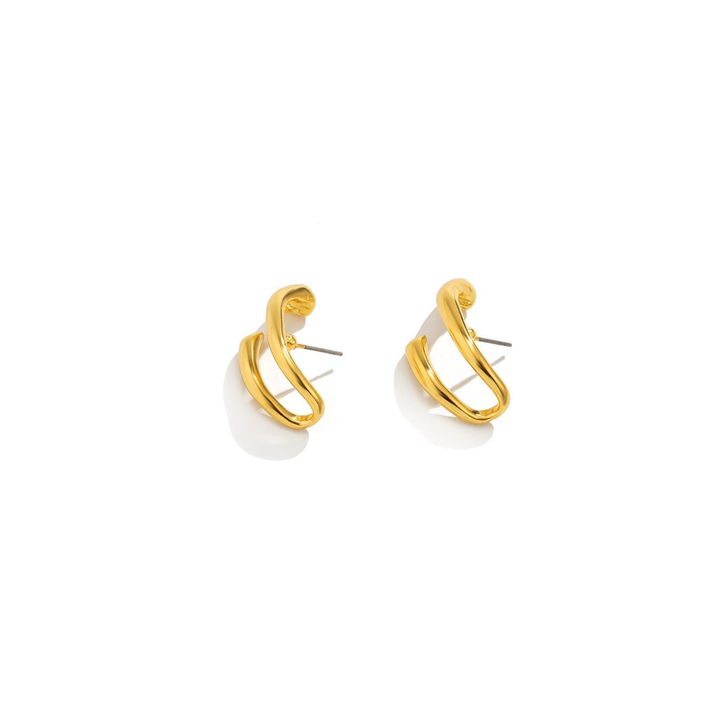 IngeSight.Z Korean Geometric U Shaped Stud Earrings for Women Simple Gold Color Piercing Earrings Jewelry Brincos Gift