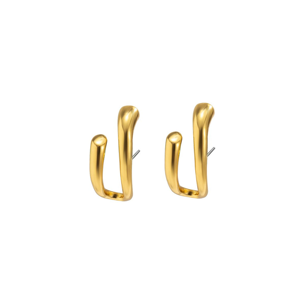 IngeSight.Z Korean Geometric U Shaped Stud Earrings for Women Simple Gold Color Piercing Earrings Jewelry Brincos Gift