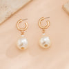IngeSight.Z Korean Imitation Pearls Circle Drop Earrings for Women Elegant Gold Color Wedding Party Earrings Jewelry Gift