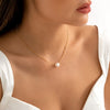 IngeSight.Z Korean Simple Single Pearl Pendant Necklace For Woman 2022 Temperament Gold Color Clavicle Chain Jewelry
