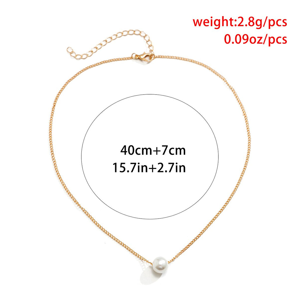 IngeSight.Z Korean Simple Single Pearl Pendant Necklace For Woman 2022 Temperament Gold Color Clavicle Chain Jewelry