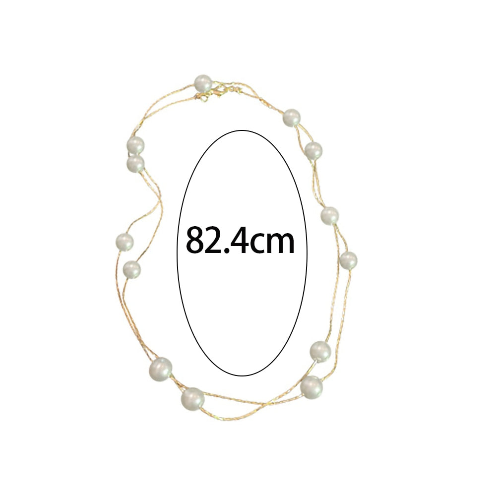 IngeSight.Z Kpop Imitation Pearl Choker Necklaces for Women Multi Layered Beads Adjustable Gold Color Chain Goth Collares Neck