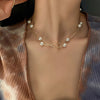 IngeSight.Z Kpop Imitation Pearl Choker Necklaces for Women Multi Layered Beads Adjustable Gold Color Chain Goth Collares Neck