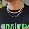 IngeSight.Z Kpop Shiny Rhinestones Crystal Chain Choker Necklaces for Men Multi Layered Imitation Pearl Collar Necklaces Jewelry