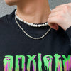 IngeSight.Z Kpop Shiny Rhinestones Crystal Chain Choker Necklaces for Men Multi Layered Imitation Pearl Collar Necklaces Jewelry