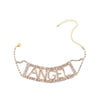 IngeSight.Z  Crystal Short Choker Necklace for Women Shiny Rhinestones Letter SEXY Collar Clavicle Chain Statement Jewelry
