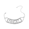 IngeSight.Z  Crystal Short Choker Necklace for Women Shiny Rhinestones Letter SEXY Collar Clavicle Chain Statement Jewelry