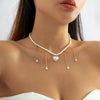 IngeSight.Z  Designer Pearl Love Heart Pendant Necklace for Women Pearls Tassel Beaded Clavicle Necklace Party Jewelry