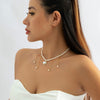 IngeSight.Z  Designer Pearl Love Heart Pendant Necklace for Women Pearls Tassel Beaded Clavicle Necklace Party Jewelry