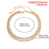 IngeSight.Z  Double Row Rhinestones Cuban Choker Necklace for Women Vintage Shiny Crystal Necklace Set Collar Jewelry