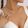 IngeSight.Z  Double Row Rhinestones Cuban Choker Necklace for Women Vintage Shiny Crystal Necklace Set Collar Jewelry