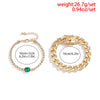 IngeSight.Z  Full Rhinestones Green Crystal Bracelet Set For Women Punk Hip Hop Chunky Cuban Chain Bracelet Bangle Jewelry