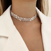 IngeSight.Z  Multi Row Rhinestones Short Choker Necklaces Shiny Crystal Necklaces Collar for Women Neck Wedding Jewelry