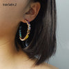 IngeSight.Z  Shiny Rainbow Rhinestone Geometric Round Hoop Earrings Statement Bling Crystal Big Earrings for Women Jewelry