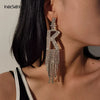 IngeSight.Z  Shiny Rhinestone Alphabet Initial Letter A Drop Dangle Earrings Crystal Long Tassl Earrings for Women Jewelry