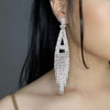 IngeSight.Z  Shiny Rhinestone Alphabet Initial Letter A Drop Dangle Earrings Crystal Long Tassl Earrings for Women Jewelry