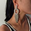 IngeSight.Z  Shiny Rhinestone Alphabet Initial Letter A Drop Dangle Earrings Crystal Long Tassl Earrings for Women Jewelry
