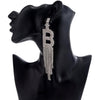 IngeSight.Z  Shiny Rhinestone Alphabet Initial Letter A Drop Dangle Earrings Crystal Long Tassl Earrings for Women Jewelry